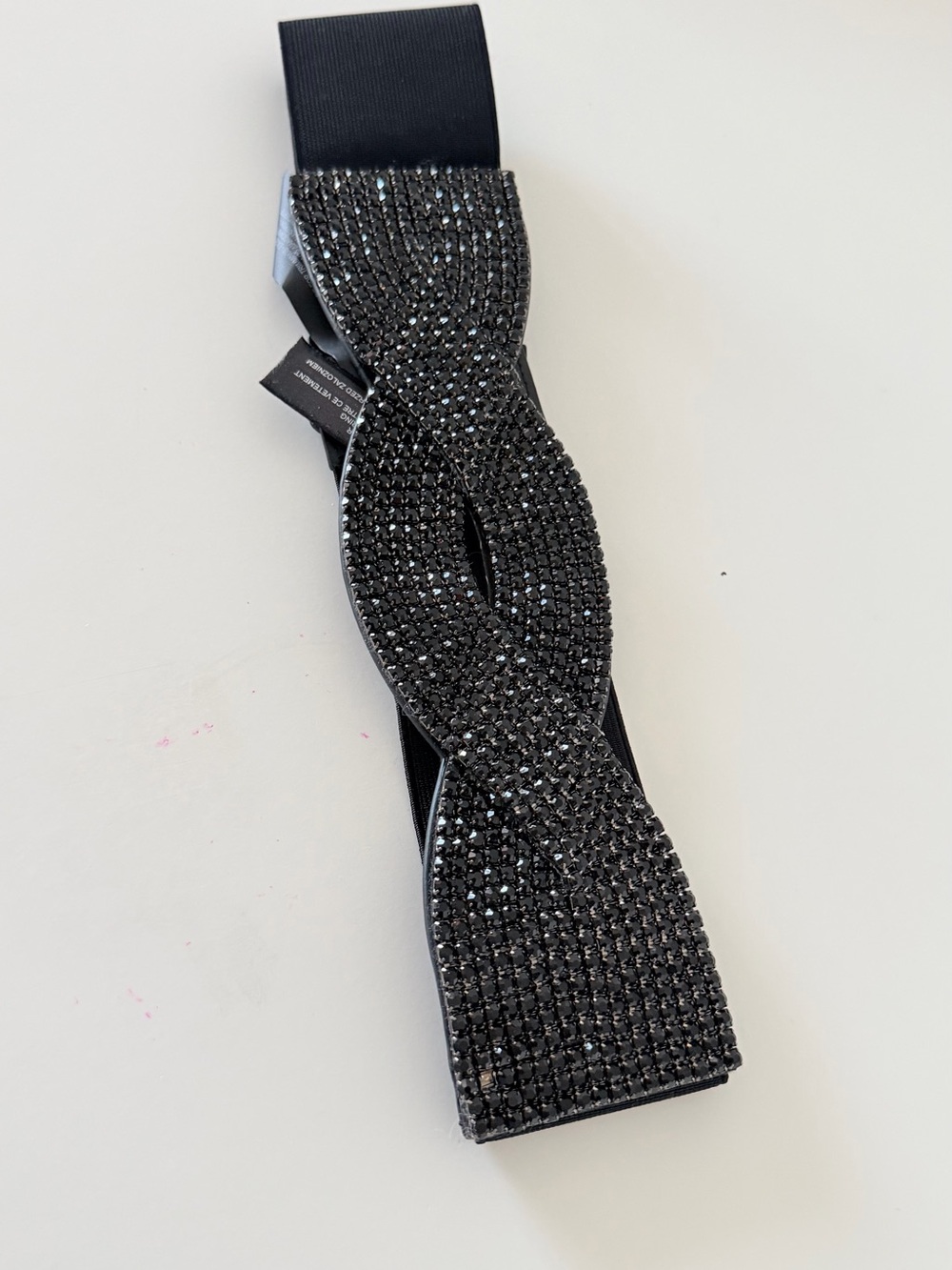 Black Crystal Braided Stretch Belt